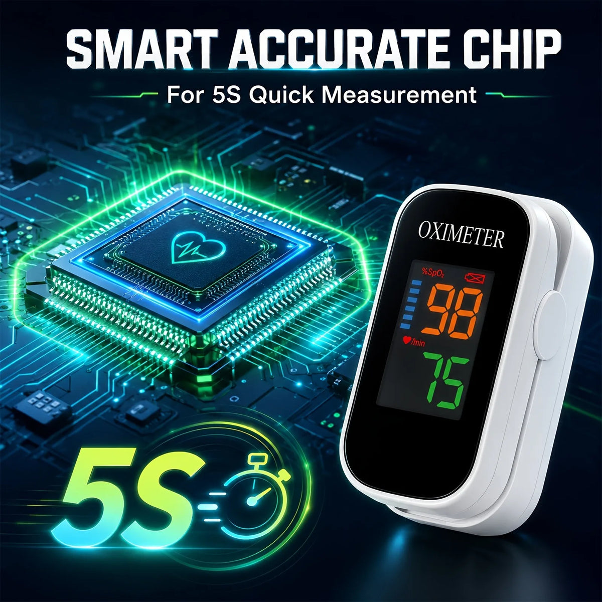 Finger Pulse Oximeter with OLED Blood Oxygen Screen