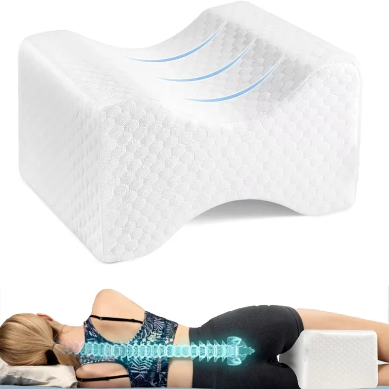 Memory Foam Knee Pillow with Side Sleeping Belt