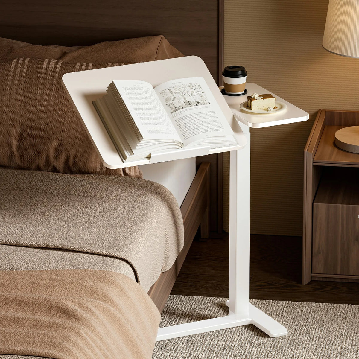 Rolling Overbed Table with Adjustable Tilt Top