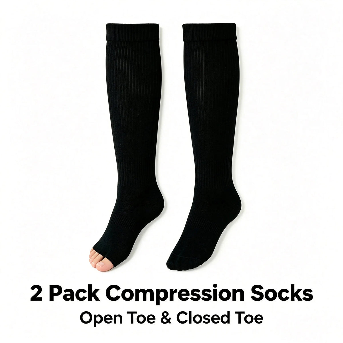 Knee-High Compression Socks, 2-Pack