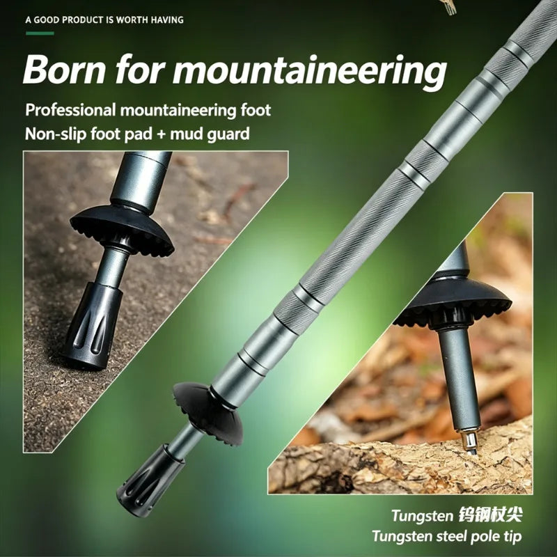 Foldable Adjustable Trekking Pole with T Grip