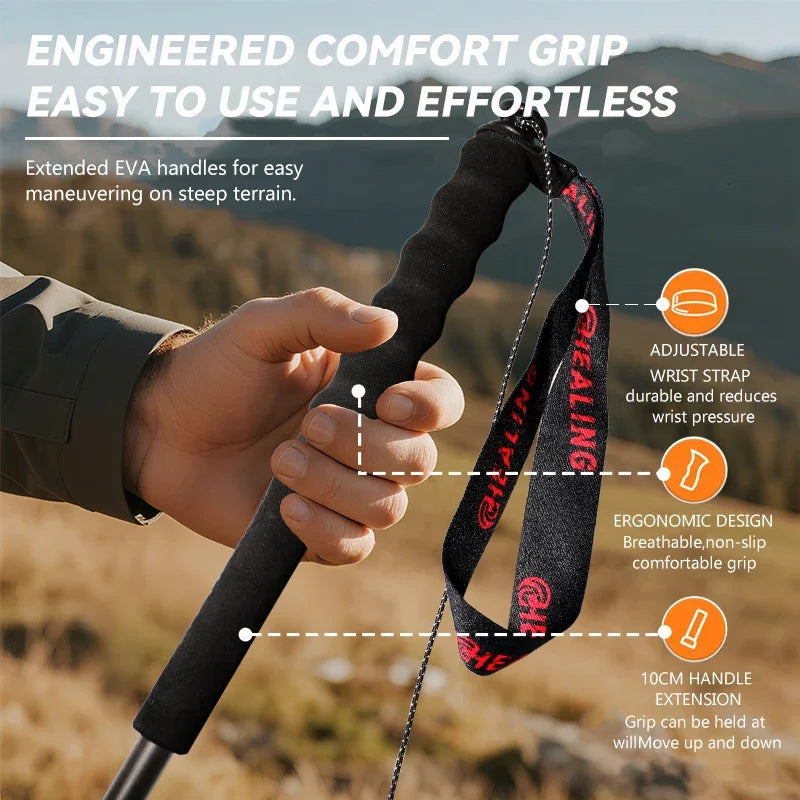 Foldable Five-Section Walking Poles, Pair