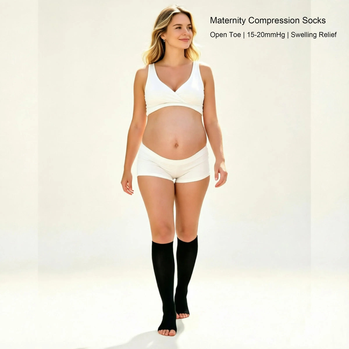 Open-Toe Maternity Compression Stockings, 15–20 mmHg