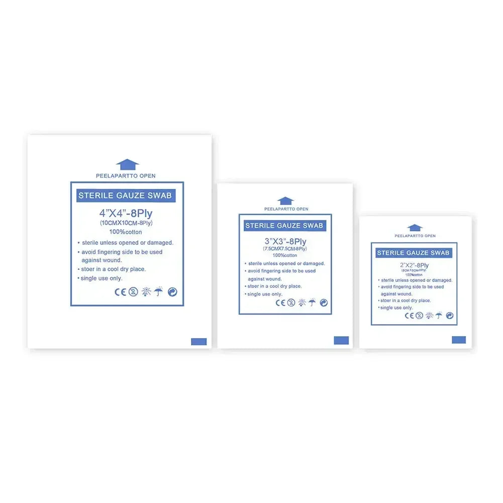 20-Piece 8-Layer Sterile Cotton Gauze Pads