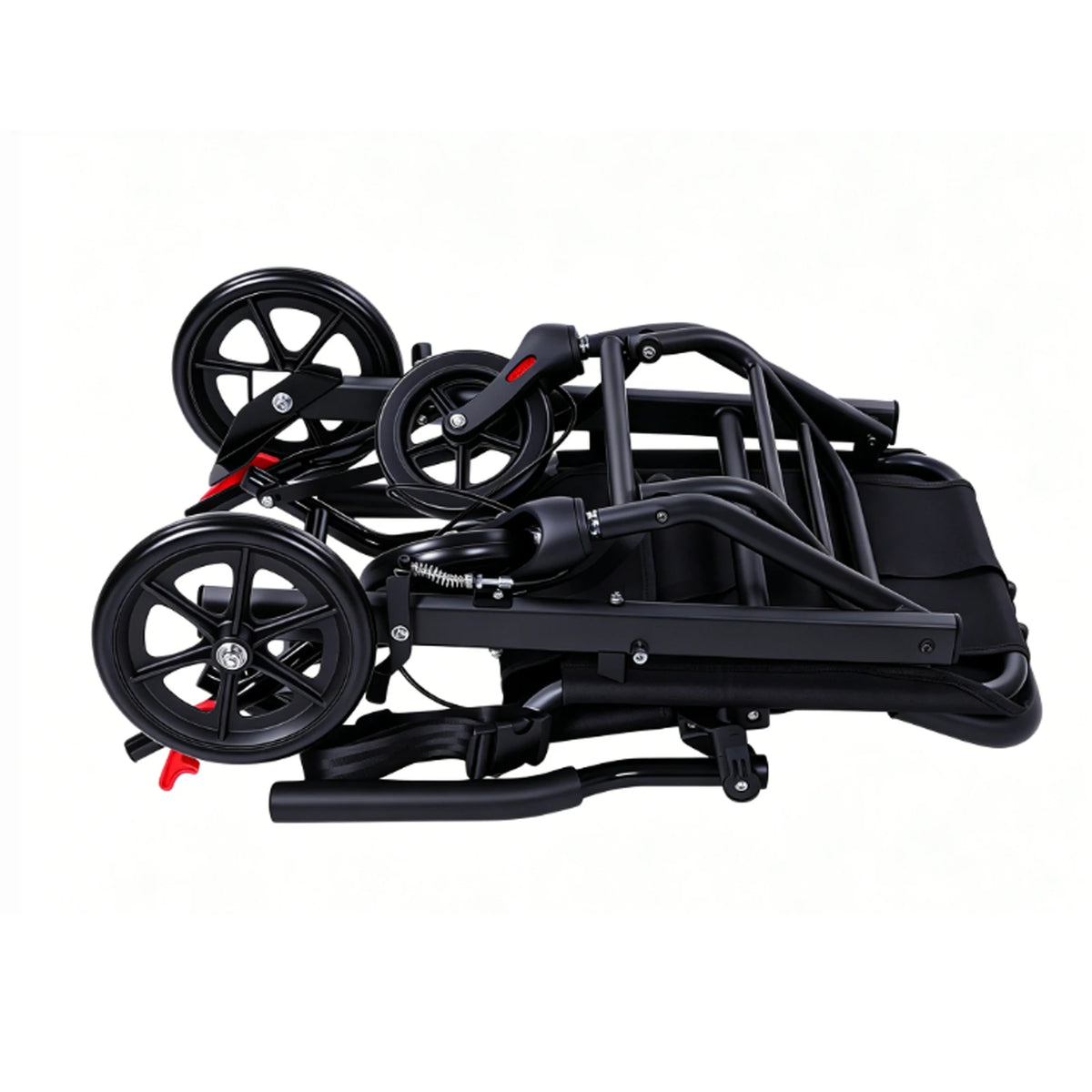 Folding Transport Chair with Brakes and Safety Belt