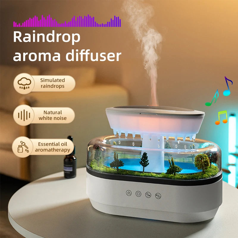 Raindrop Ultrasonic Humidifier and Oil Diffuser with Light