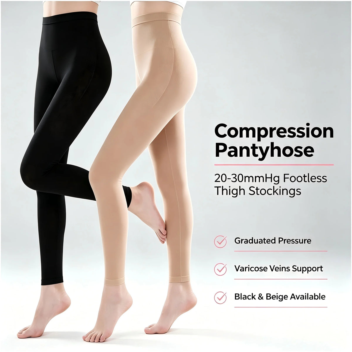 Unisex Footless Compression Tights 20–30 mmHg