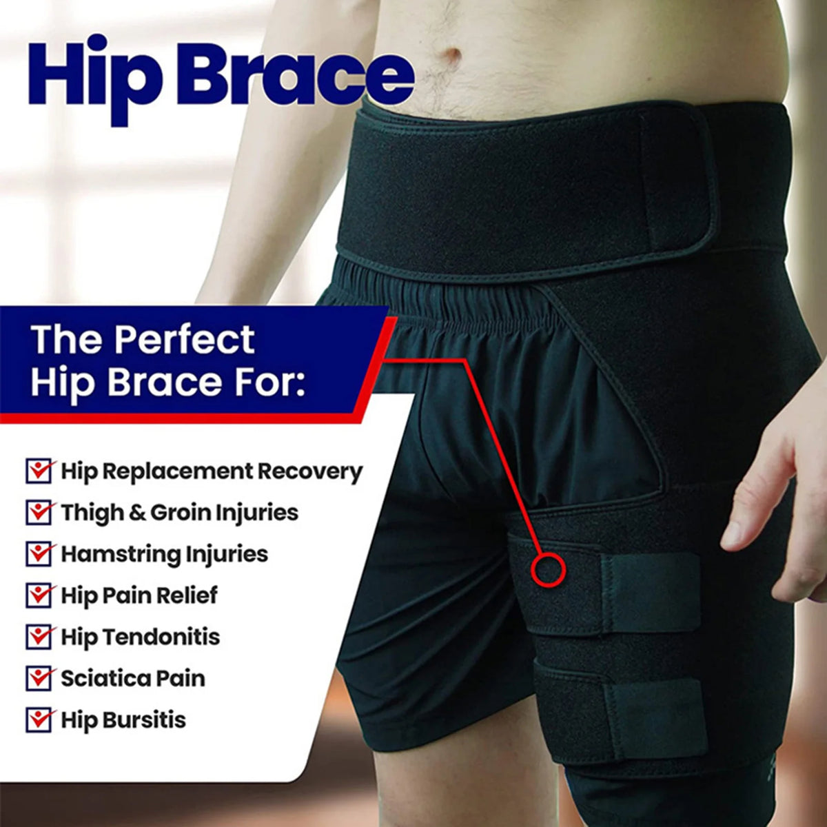 Thigh Compression Brace for Hip and Groin, Breathable Wrap