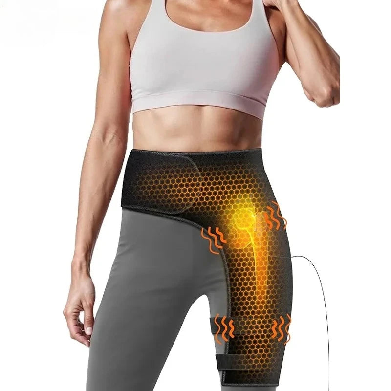 Full-Wrap Hip Support Brace with Massager and Heating, USB-Powered