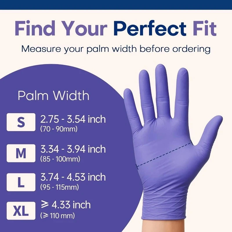 Purple Powder-Free Nitrile Gloves, Latex-Free