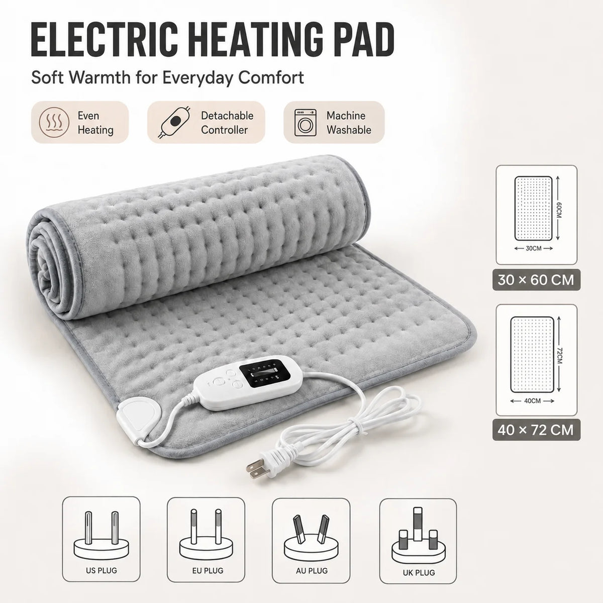 Electric Heating Mat with Timer and Auto Shutoff
