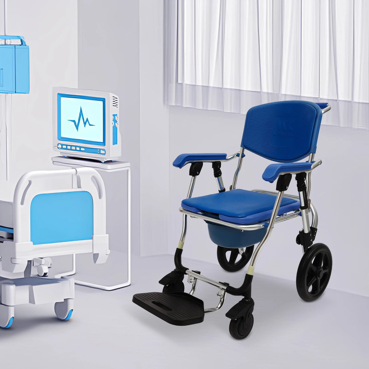 Folding Shower Commode Chair with Wheels