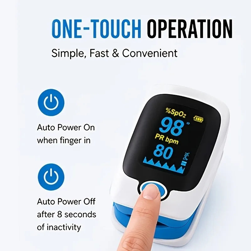 Fingertip Pulse Oximeter with OLED Display, SpO2 and Heart Rate