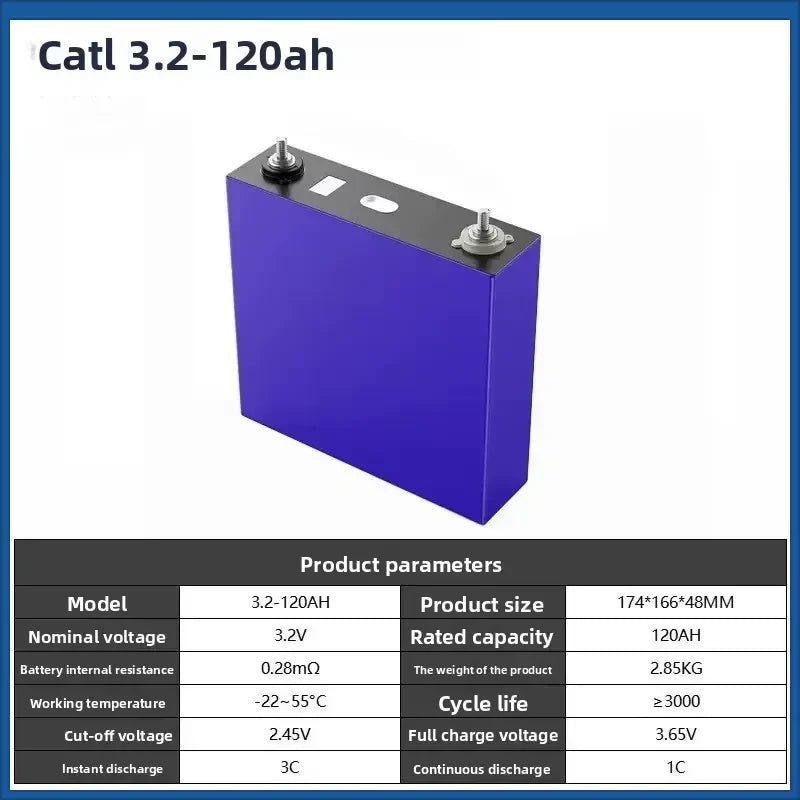 3.2V 120Ah LiFePO4 Rechargeable Battery