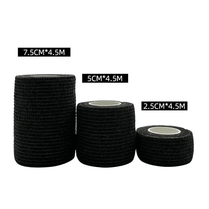 3-Piece Black Self-Adhesive Bandages