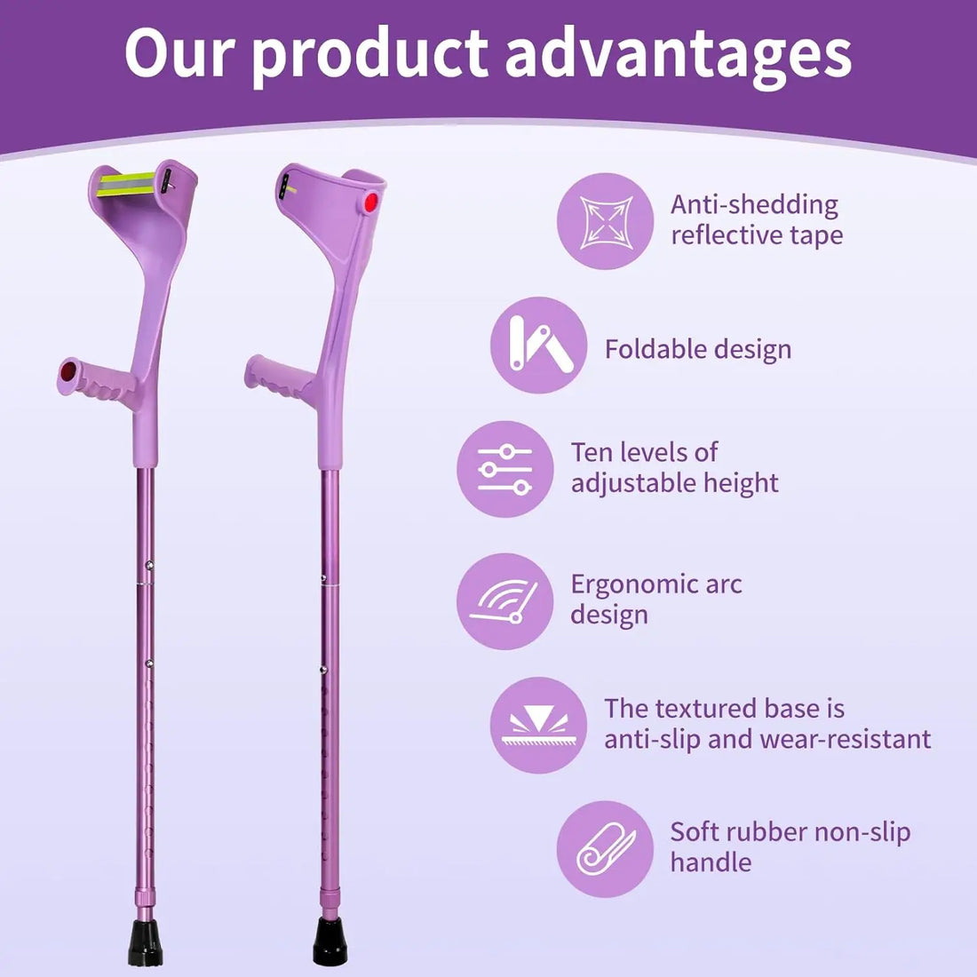 Lightweight Folding Forearm Crutch for Adults