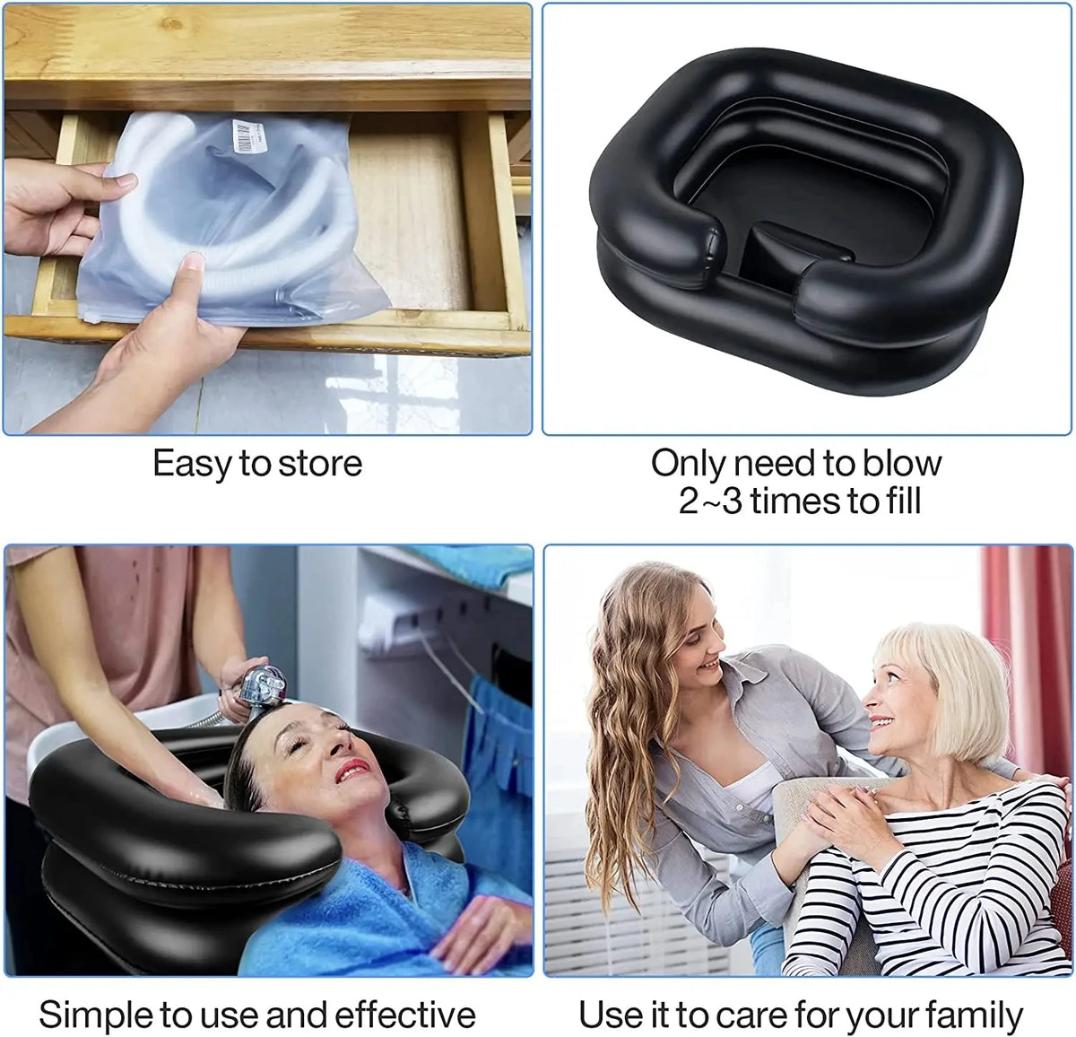 Inflatable Shampoo Basin with Drain Tube