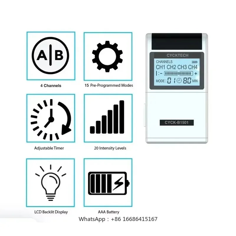 4-Channel 15-Mode TENS Unit for Home Use
