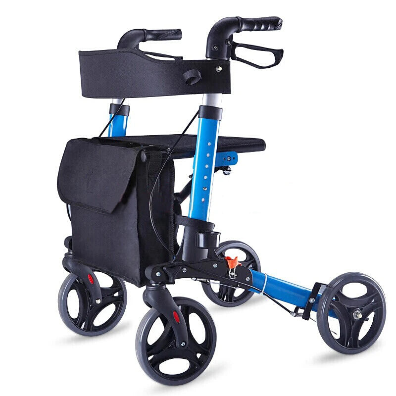 Folding Upright Walker with Seat and Storage Bag
