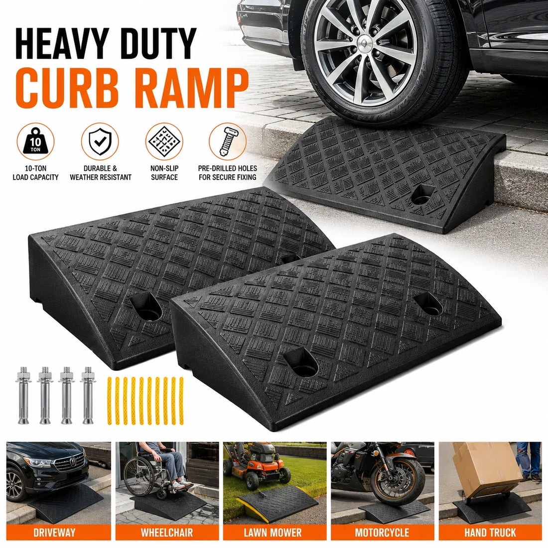 Rubber Curb Ramps, 2-Pack