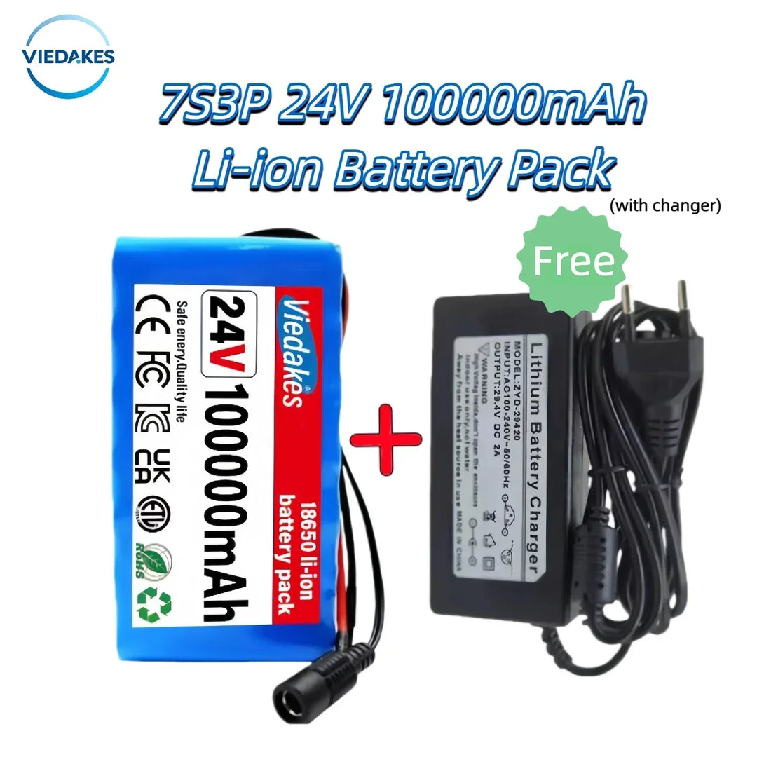 24V Rechargeable Battery Pack with 2A Charger