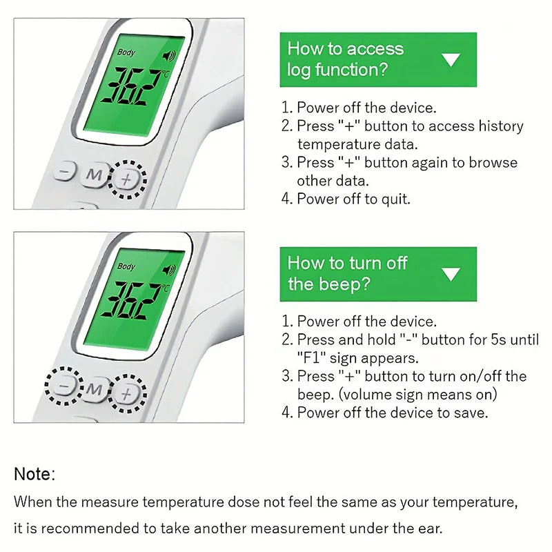 Forehead Infrared Thermometer with Backlit Display
