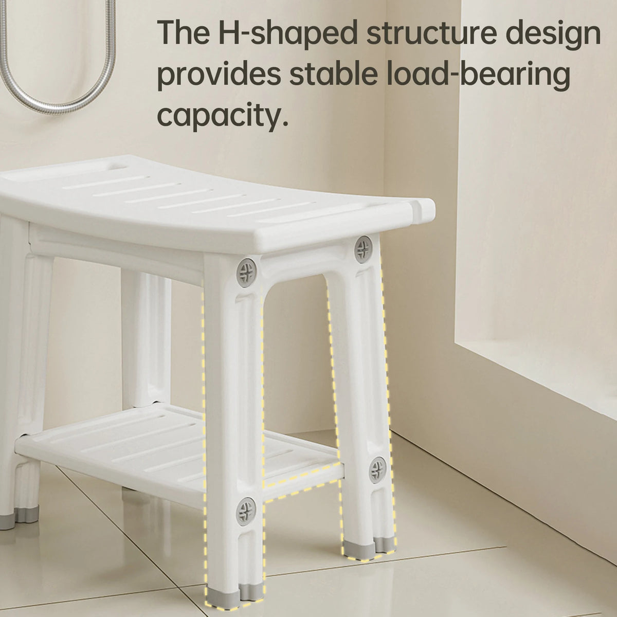 Shower Bench with Two Storage Spaces and Dual Handles