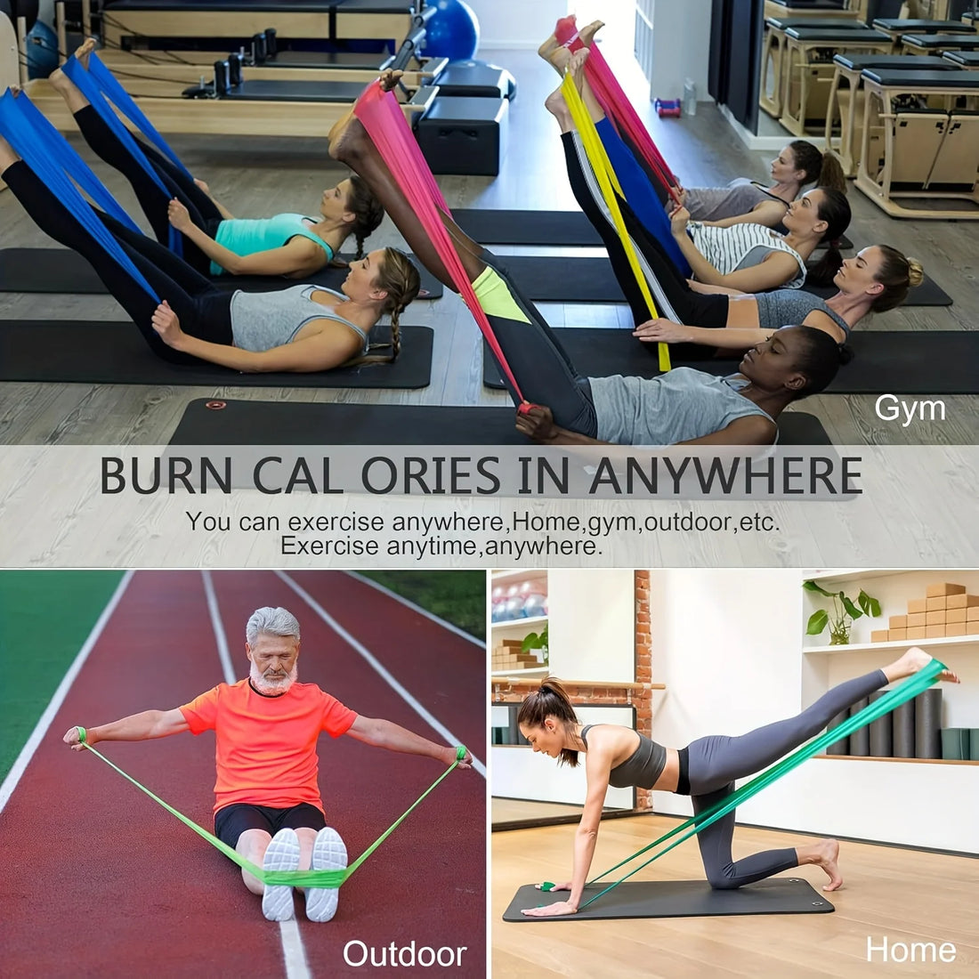 4-Pack Resistance Bands for Fitness, Yoga and Pilates