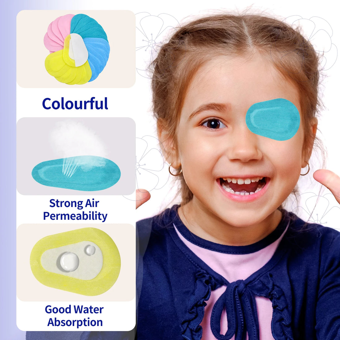 Colorful Adhesive Eye Patches, 60 Count