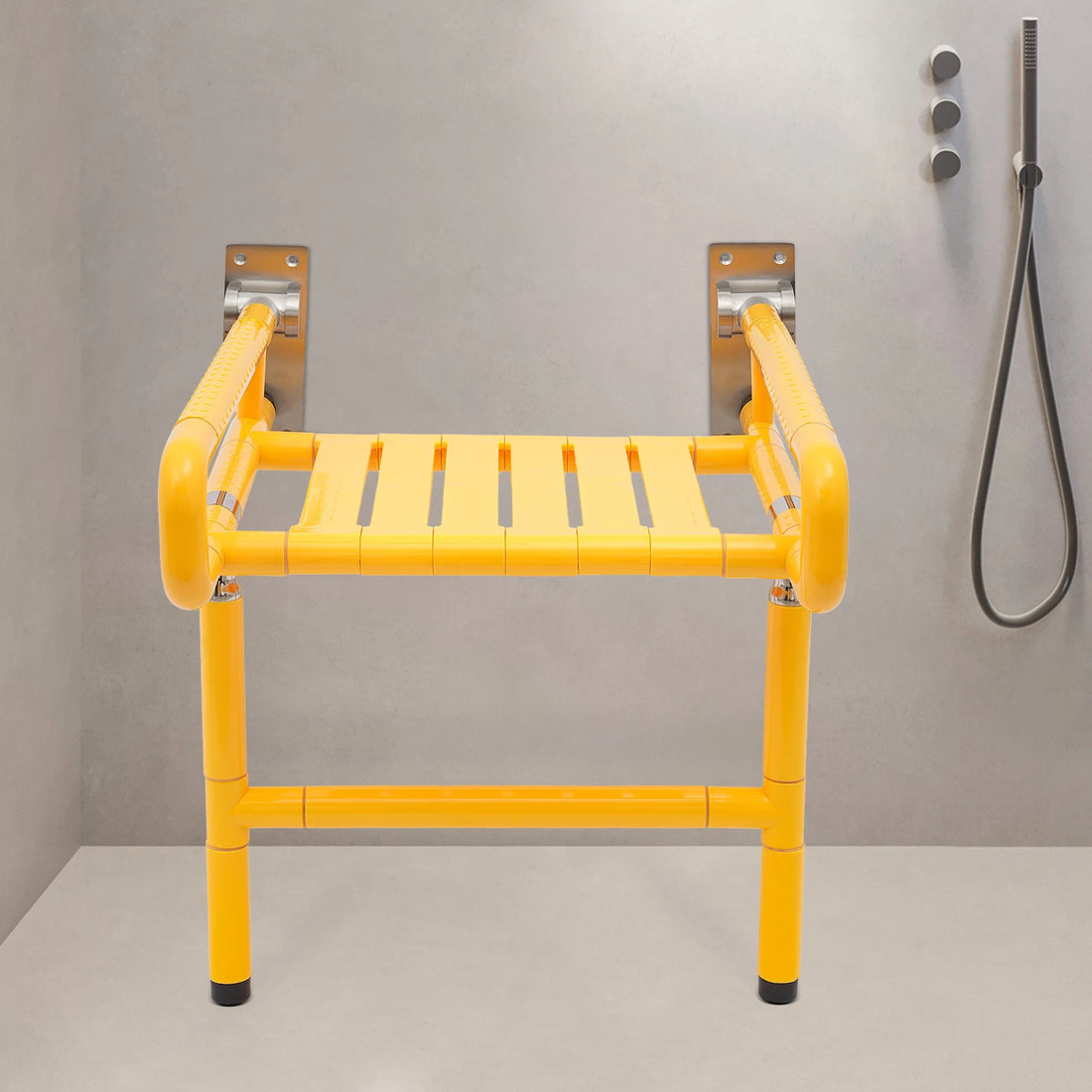Foldable Wall-Mounted Shower Chair with Armrests