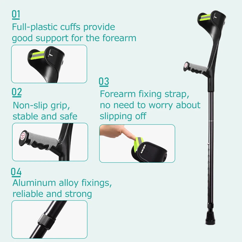 Medwell Foldable Forearm Crutches, Adjustable Aluminum, Lightweight