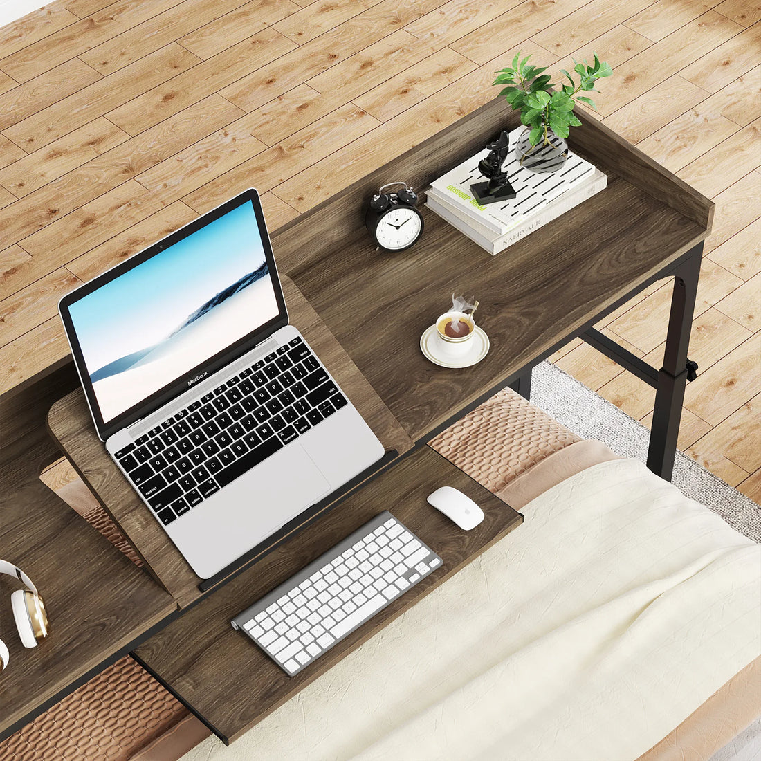 Wheeled Overbed Table with Adjustable Tilt Stand