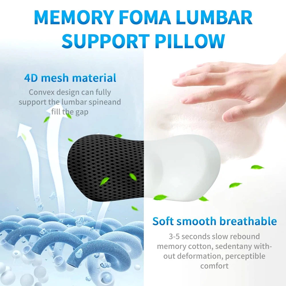 Memory Foam Lumbar Support Pillow for Chairs and Beds