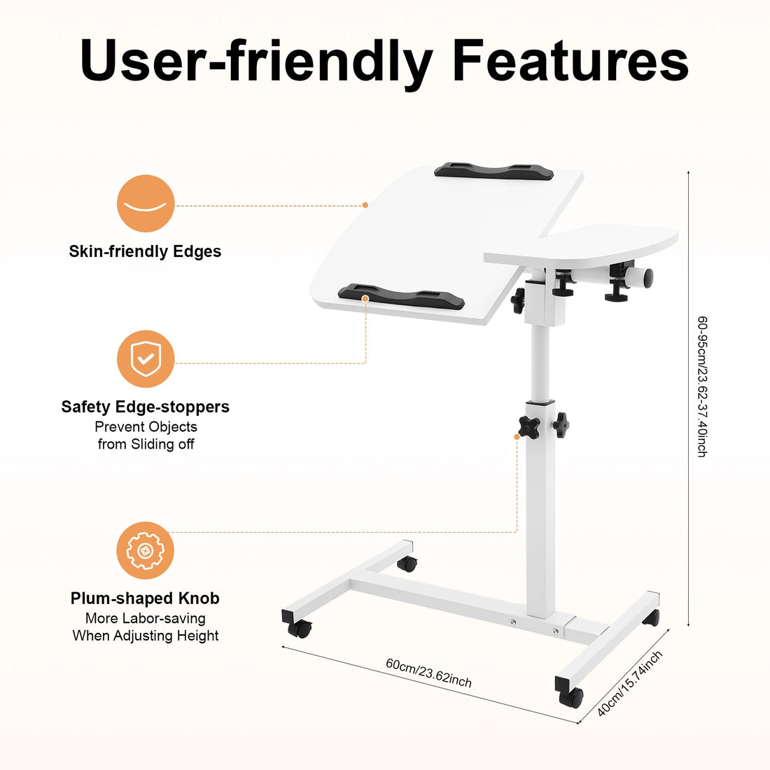 Adjustable Laptop Desk Stand with Lockable Wheels