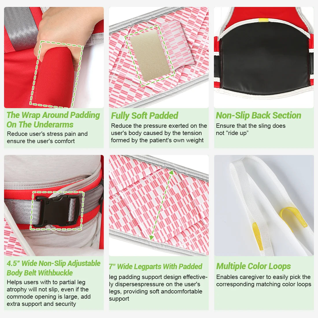 Nylon Patient Lift Hygiene Sling with Head Support