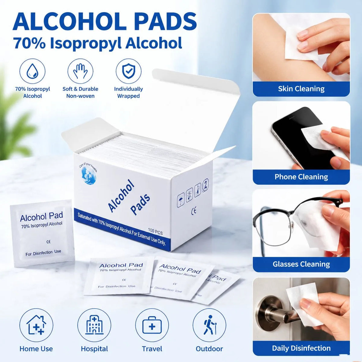 100 Portable Alcohol Prep Pads
