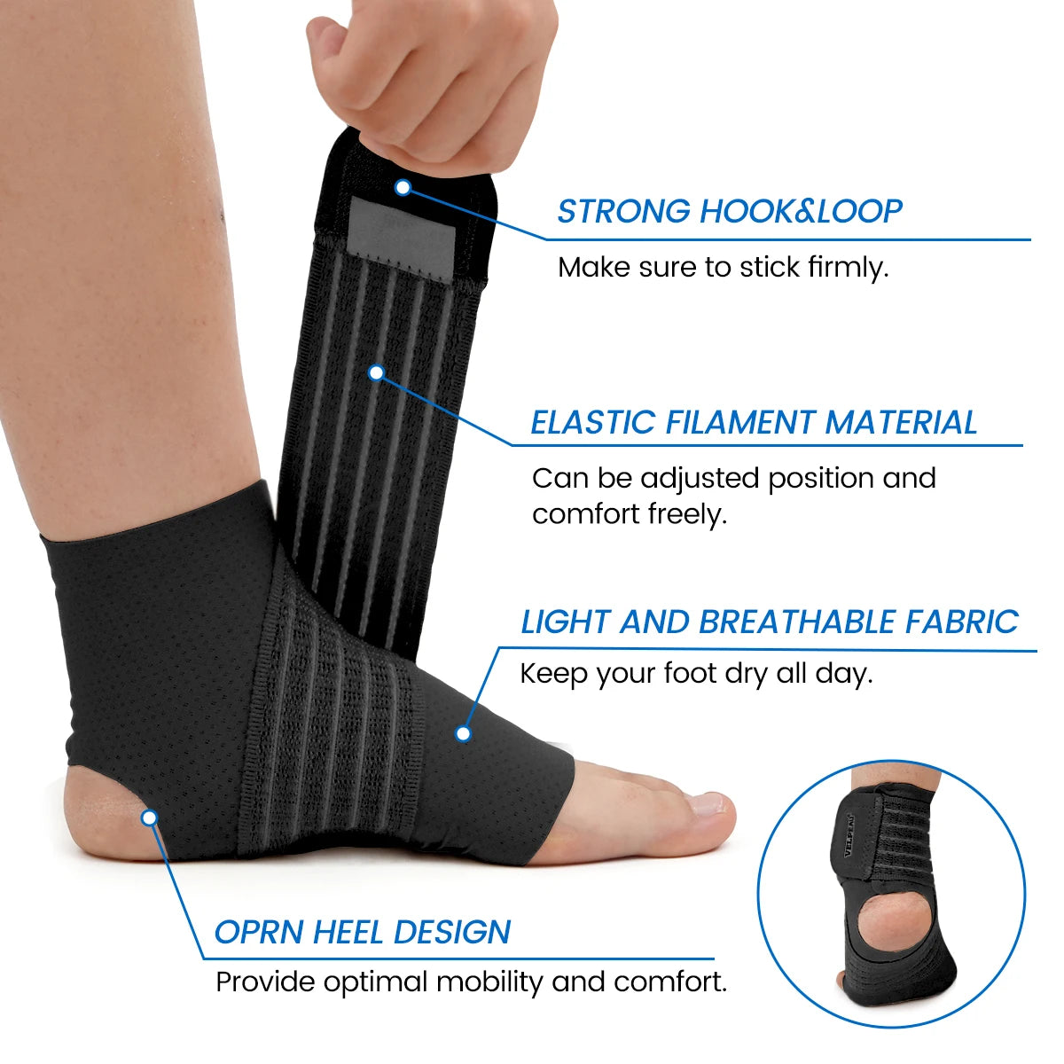 Ankle Compression Sleeve with Adjustable Strap