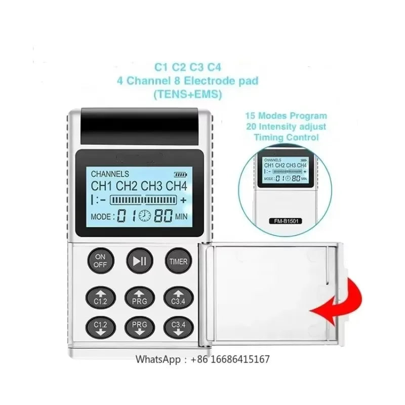 4-Channel 15-Mode TENS Unit for Home Use