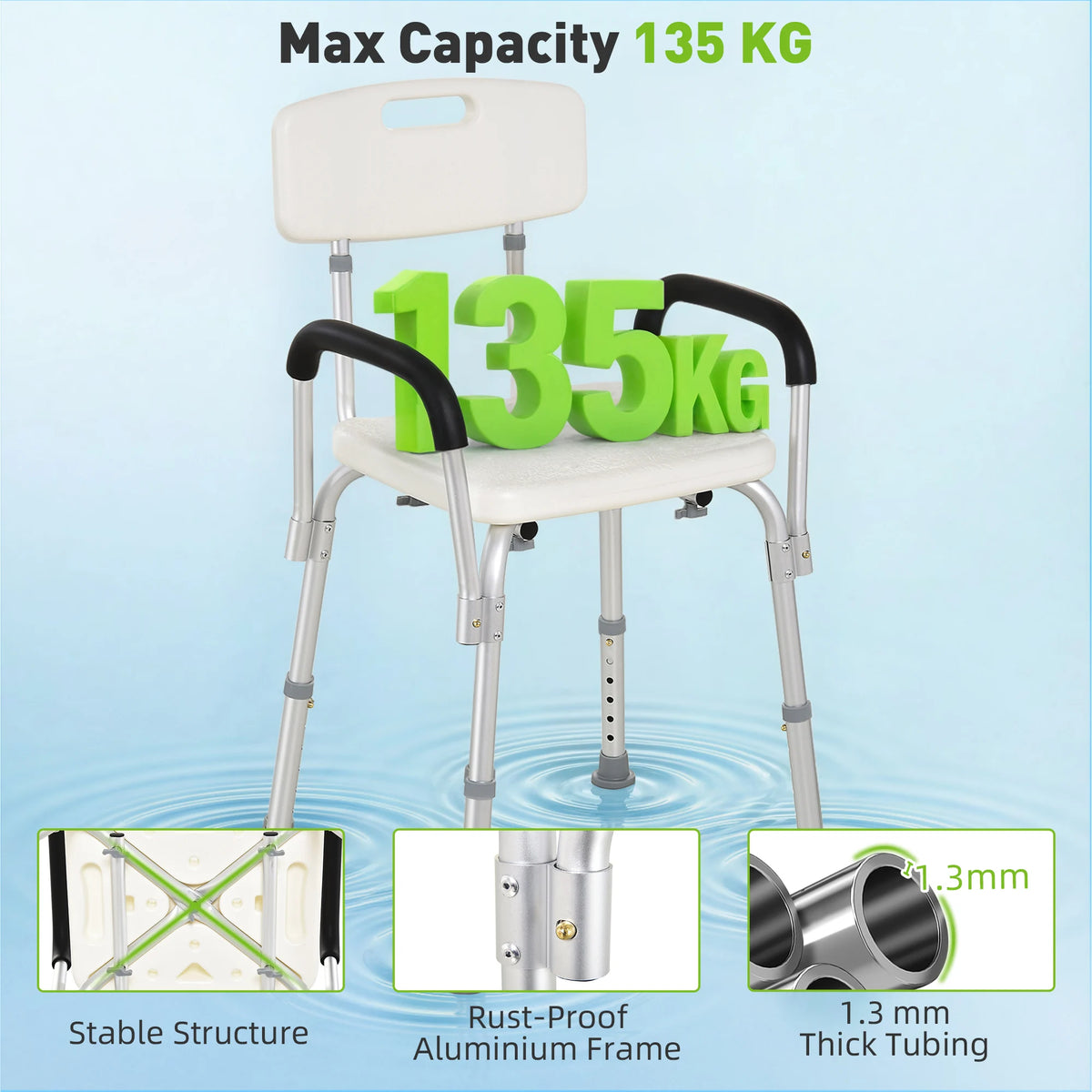 Medwell Adjustable-Height Shower Chair