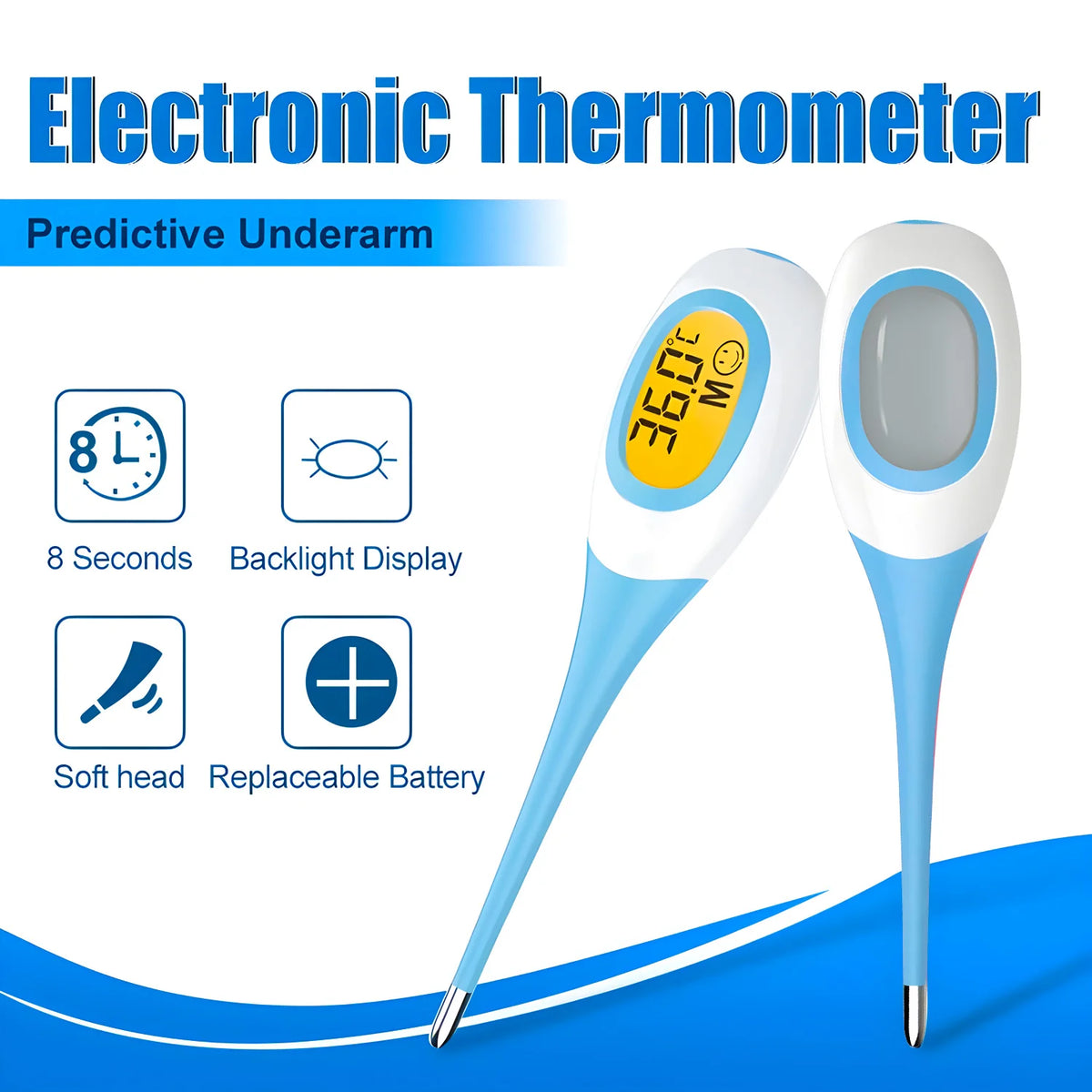 Electronic Soft-Head Thermometer for Oral or Armpit Use