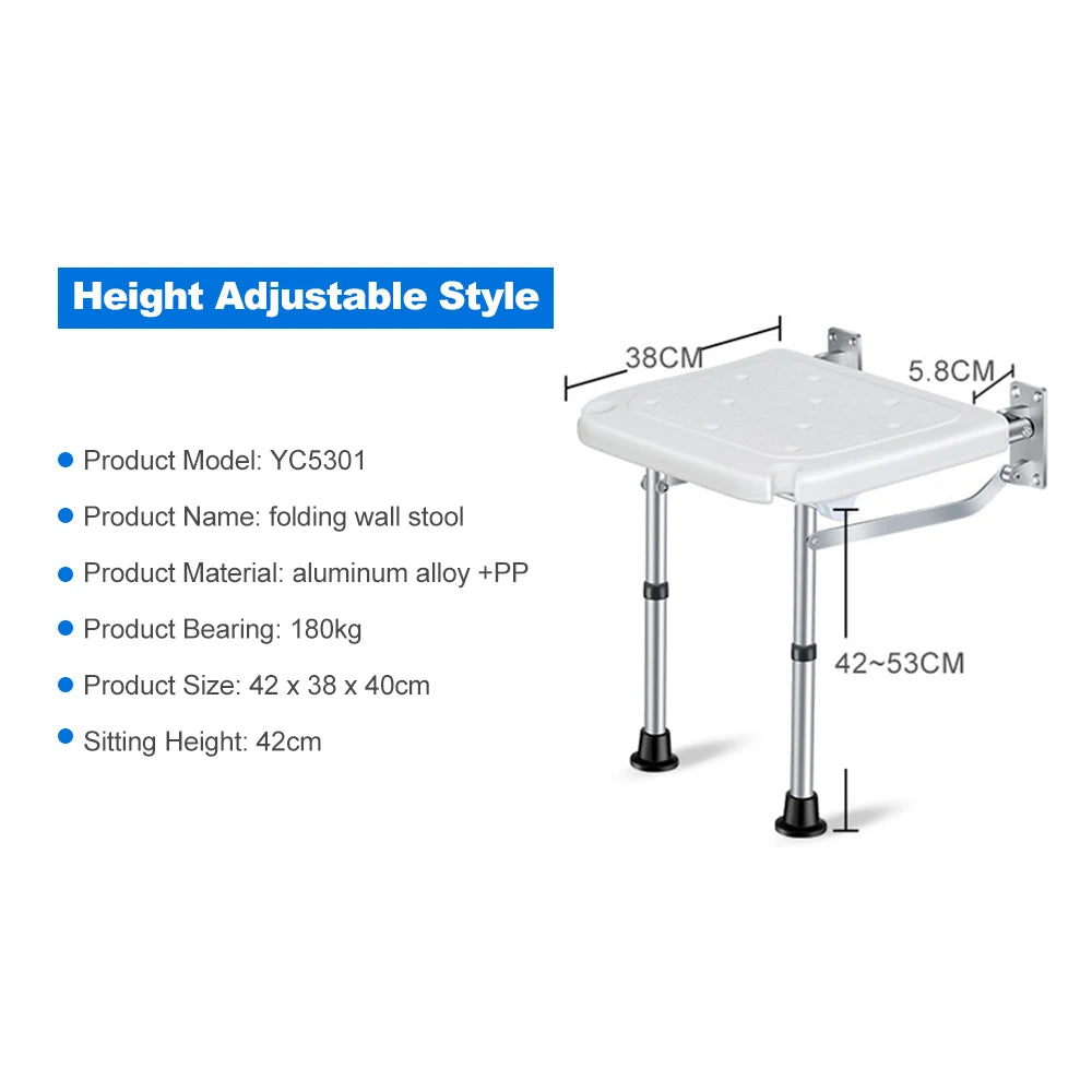 Adjustable Folding Wall-Mounted Shower Seat