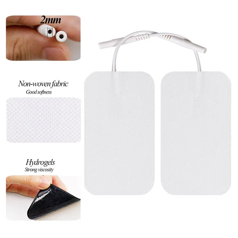 Reusable TENS Electrode Pads, 5 × 9cm, 2mm Connector