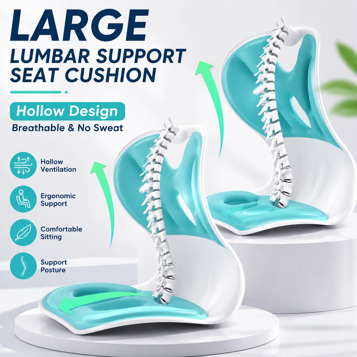 Ergonomic Backrest Cushion, Hollow Breathable Lumbar Support Pad