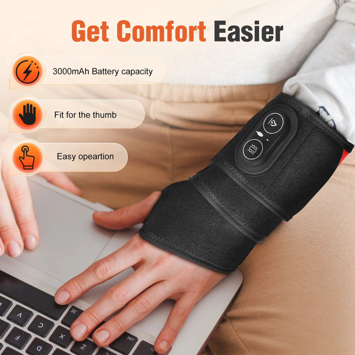 Electric Hot Compress Wrist Wrap with 3 Modes