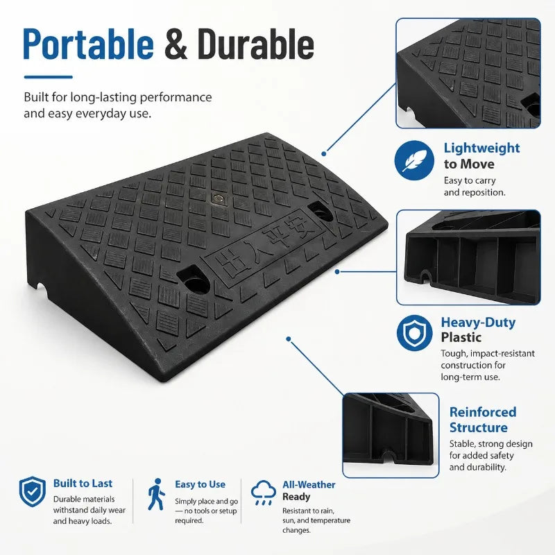 3 cm Portable Non-Slip Rubber Curb Ramp for Wheelchairs and Scooters