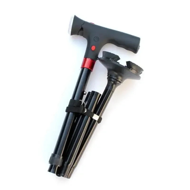 Folding Cane with Flashlight and SOS Alarm