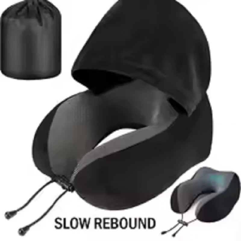 Hooded Memory Foam Travel Neck Pillow