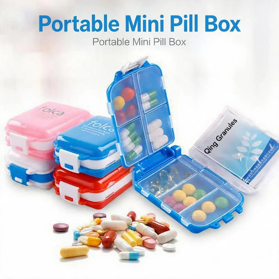 Compact Weekly Pill Organizer with 8 Compartments