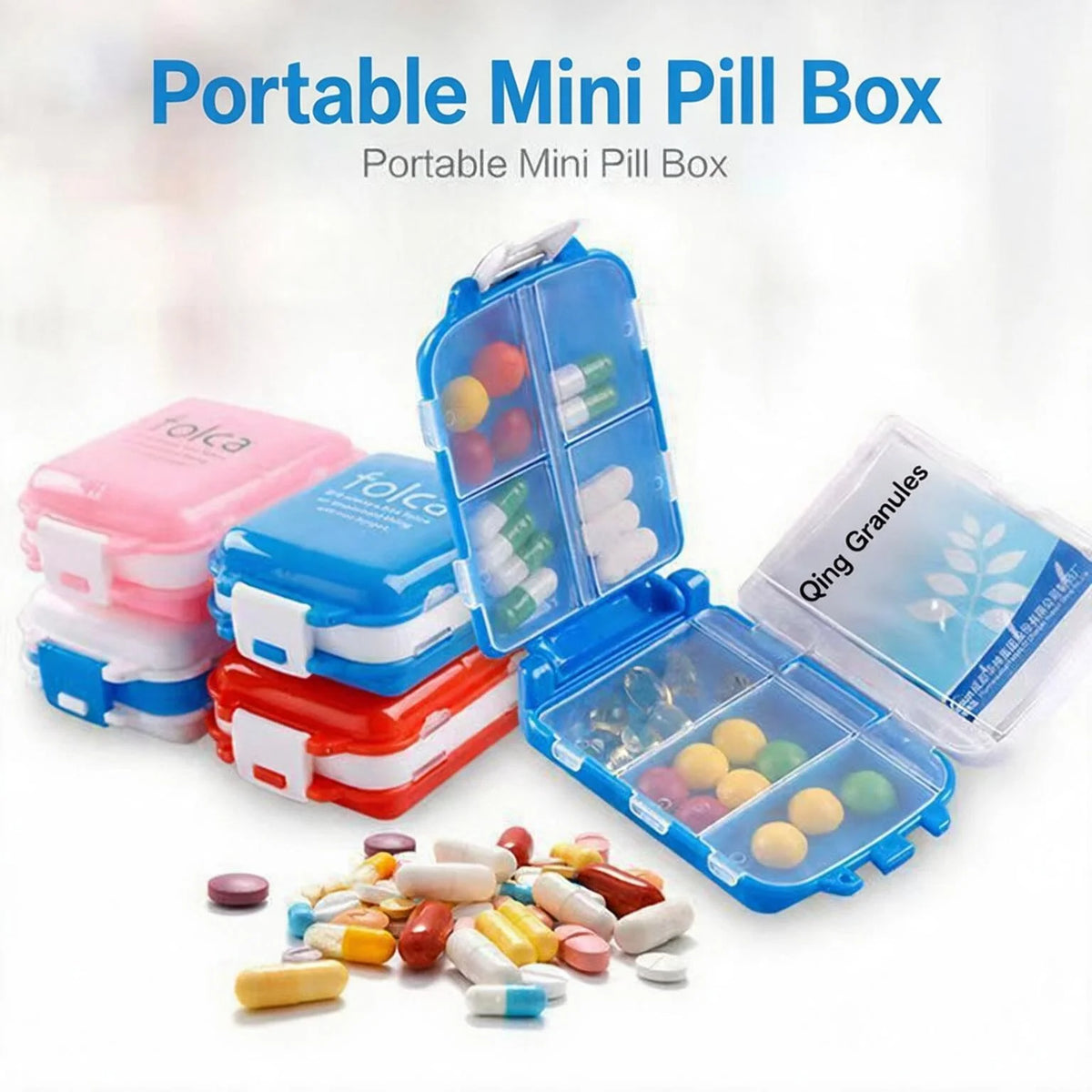 Compact Weekly Pill Organizer with 8 Compartments