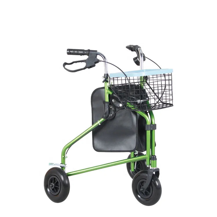 Folding Outdoor Rollator with 8-Inch PVC Castors